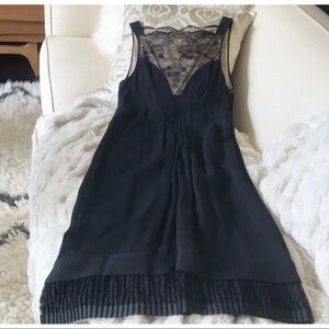 Catherine Malandrino Sz 2 Black 100% Silk Lace Sweetheart Shift Dress Cocktail